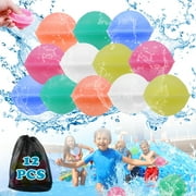 Fofosbeauty 12Pcs Reusable Water Balloons,Pool Beach Water Play Games, Refillable Water Splash Summer Outdoor Games